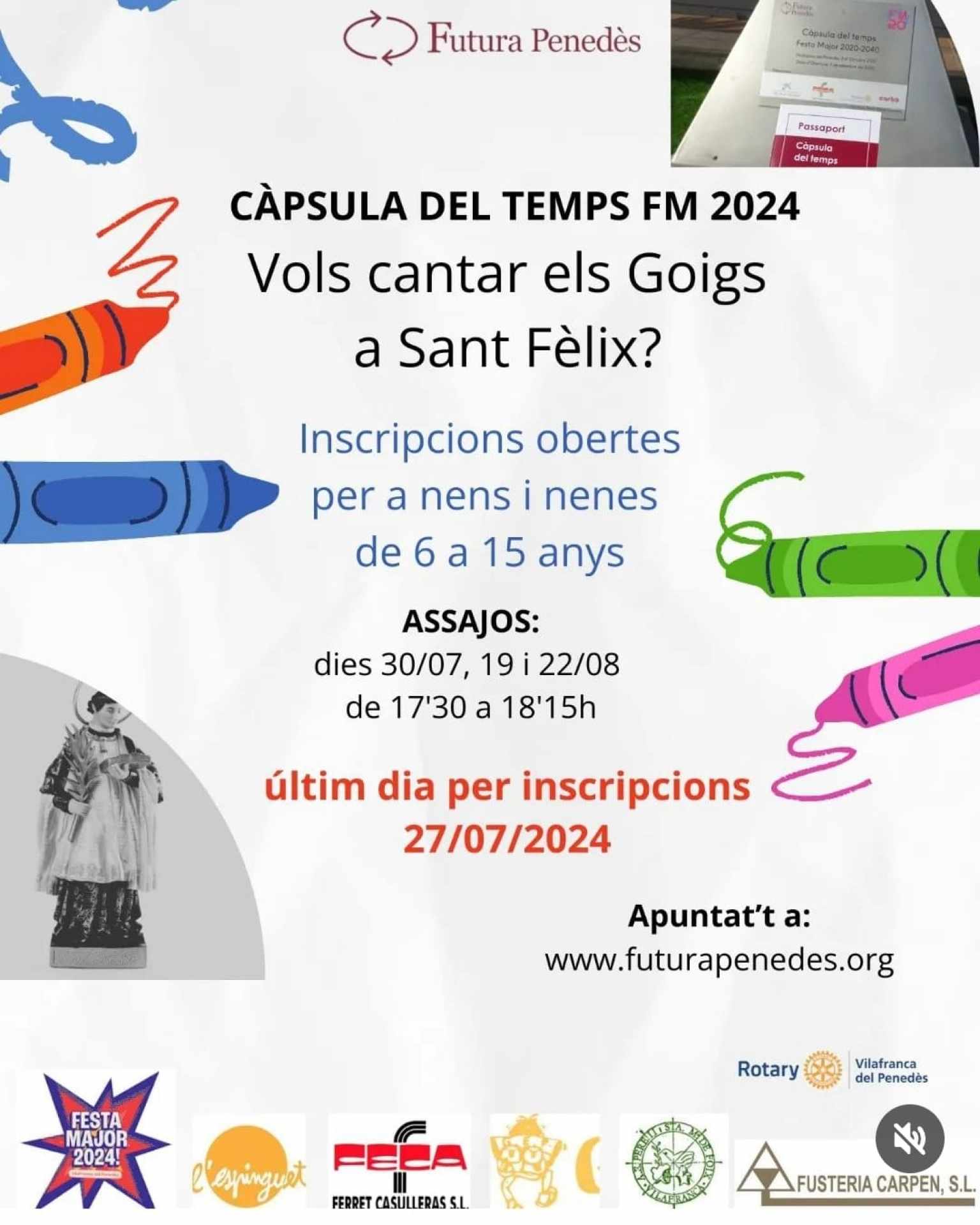 Vols venir a cantar amb nosaltres?Vine abans de la Festa Major de Vilafranca